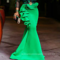 New Party Maxi Green Ruffle Stylish High Waist Women Trumpet Pencil Skirts